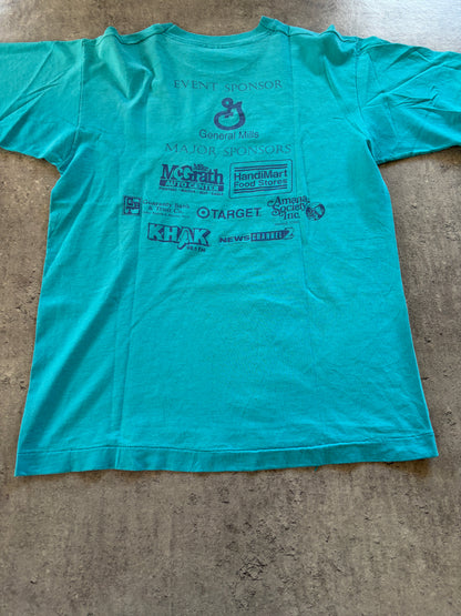 Vintage Blue T-Shirt 1995 Rare Single Stitch USA