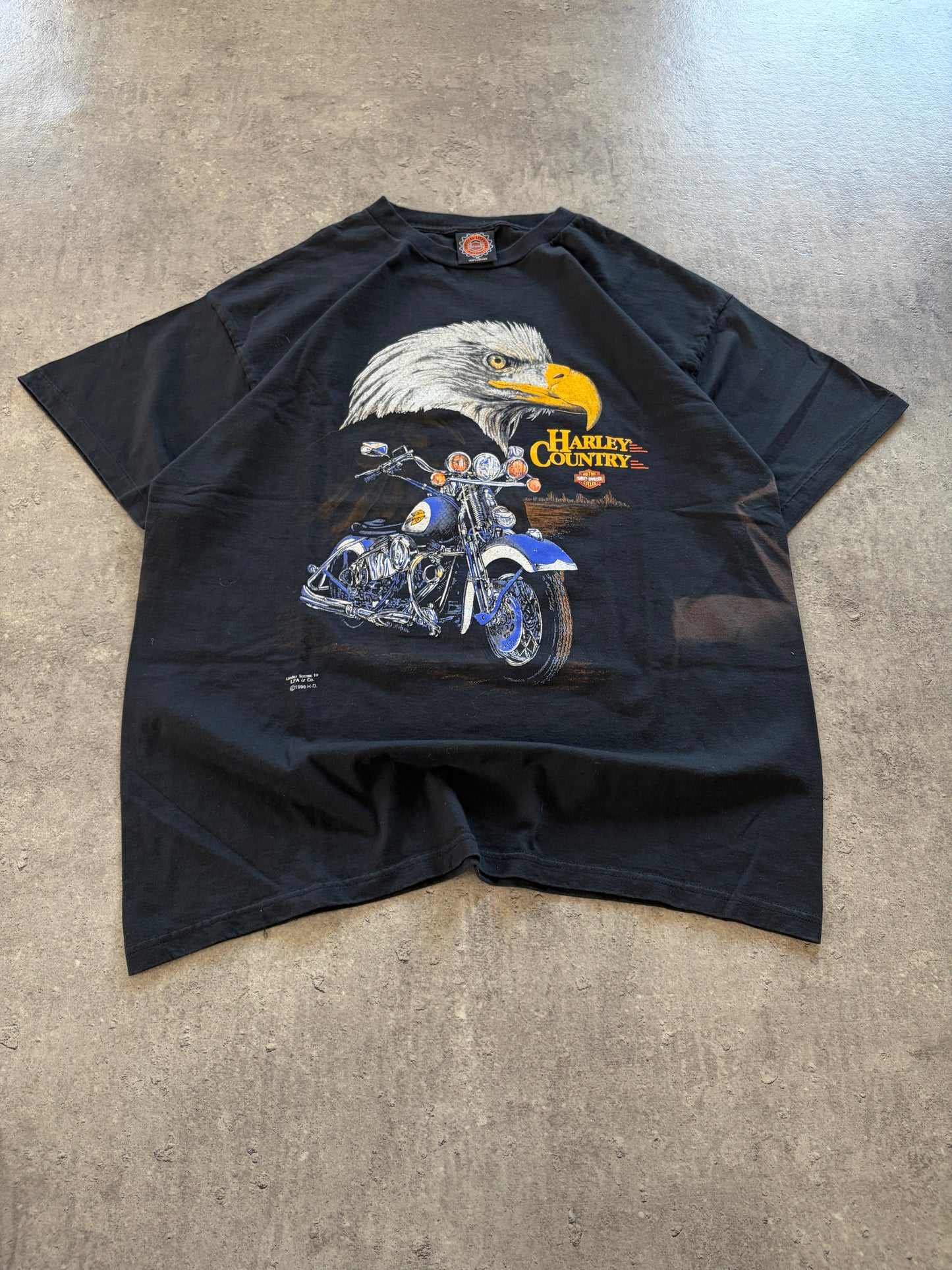 Vintage Black T-Shirt Harley Davidson 1996 Rare Single Stitch