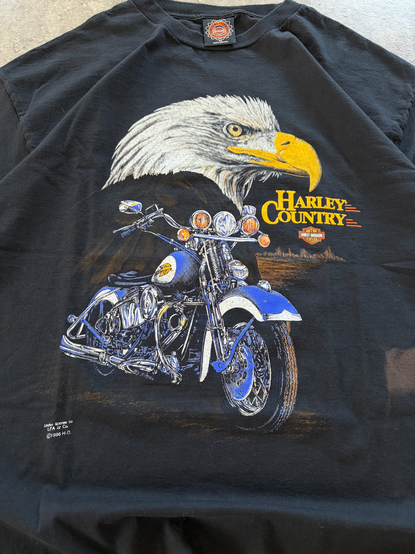 Vintage Black T-Shirt Harley Davidson 1996 Rare Single Stitch