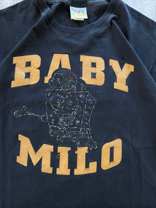 Rare Black T-Shirt Baby Milo &  Spongebob made in japan