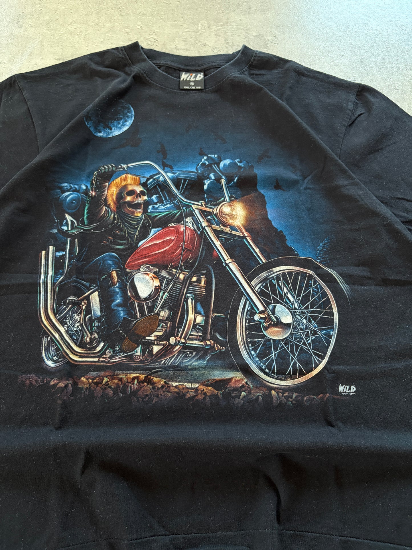 Vintage Black T-Shirt Skull Rare 90s