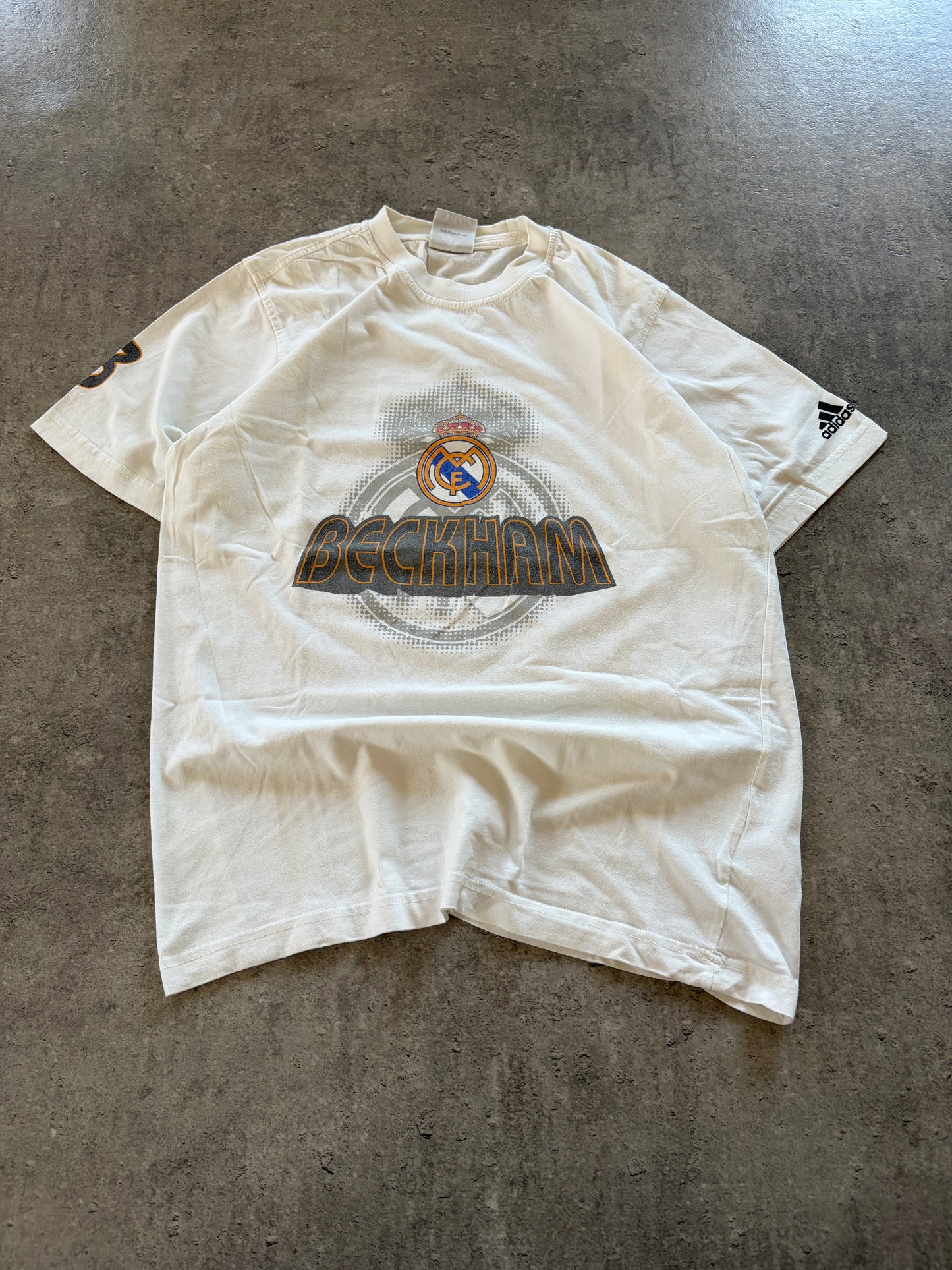 Vintage White T-Shirt Real Madryt Beckham Promo Rare