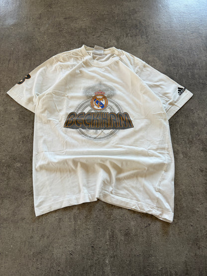 Vintage White T-Shirt Real Madryt Beckham Promo Rare