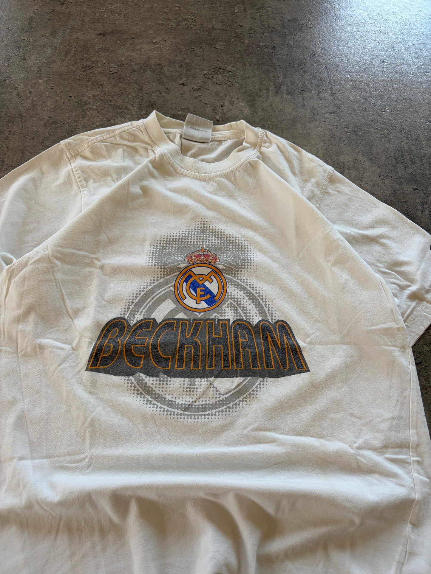 Vintage White T-Shirt Real Madryt Beckham Promo Rare