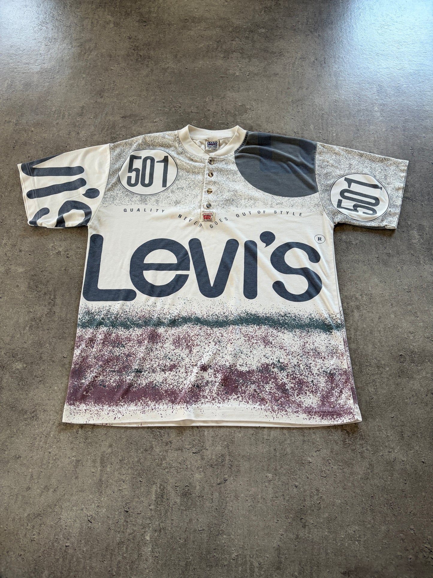 Vintage White T-Shirt Levi’s 1986 Rare True Vintage Aop